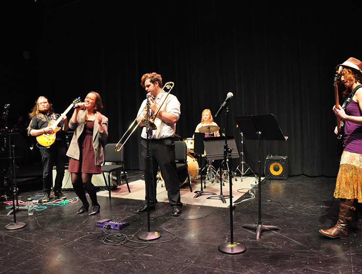 Slide 3 Image of Cuesta Jazz Students playing on CPAC Mainstage