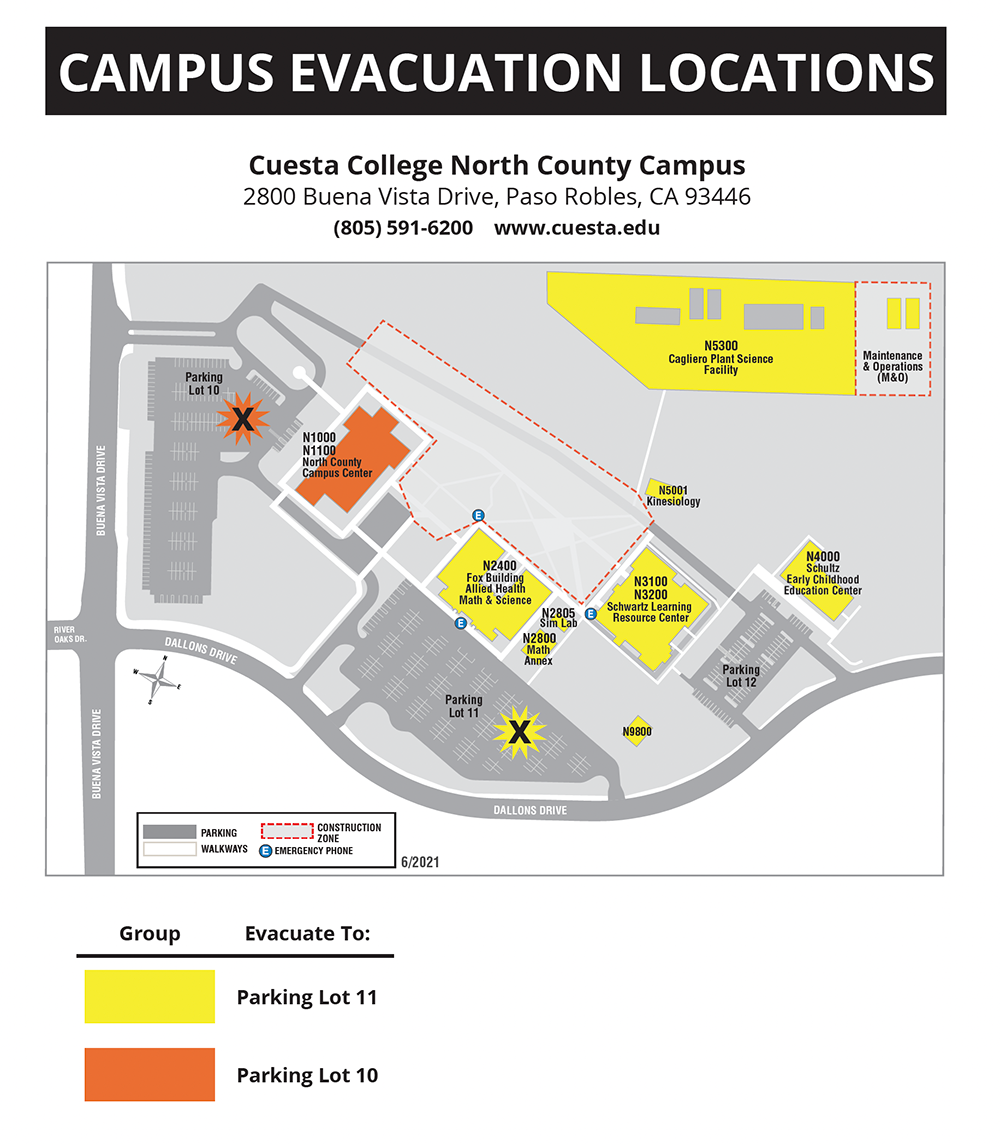 North County Campus Evacuation Map