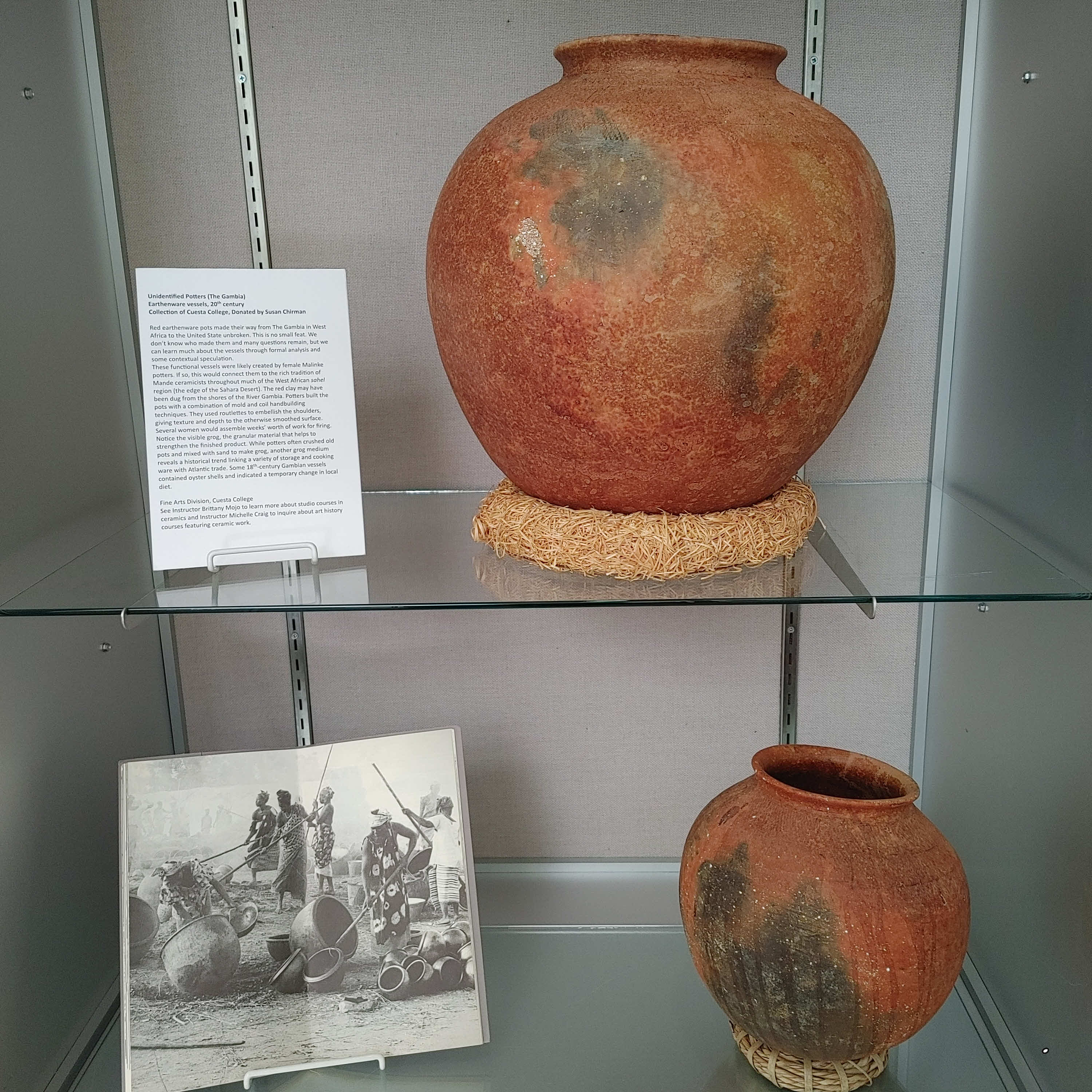 African pottery in display case