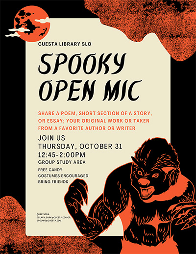 Library Spooky Open Mic Poetry Event